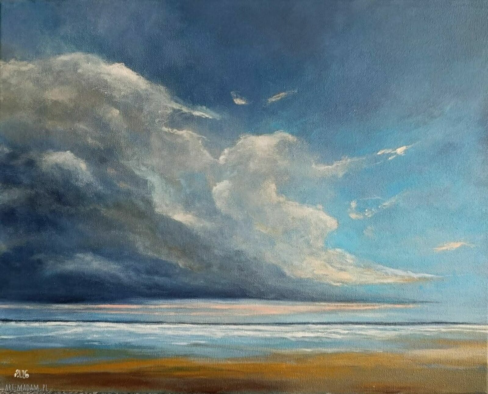 Morze - ręcznie malowany obraz akrylowy 40x50 cm (gotowy do powieszenia)
