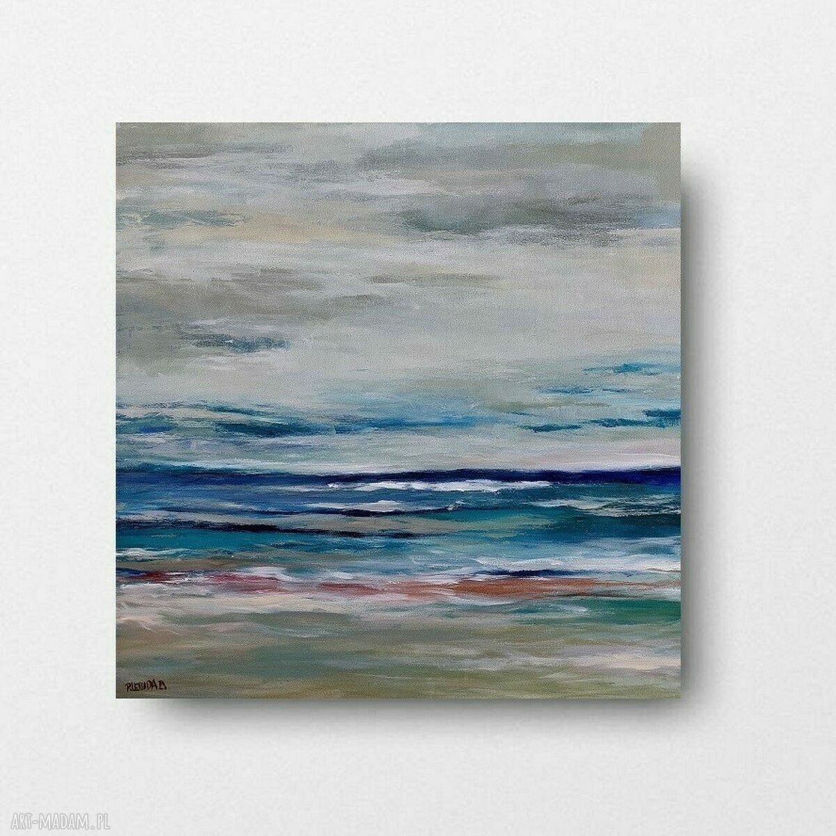 Morze - obraz akrylowy 60x60 cm pomalowane boki, gotowy do zawieszenia