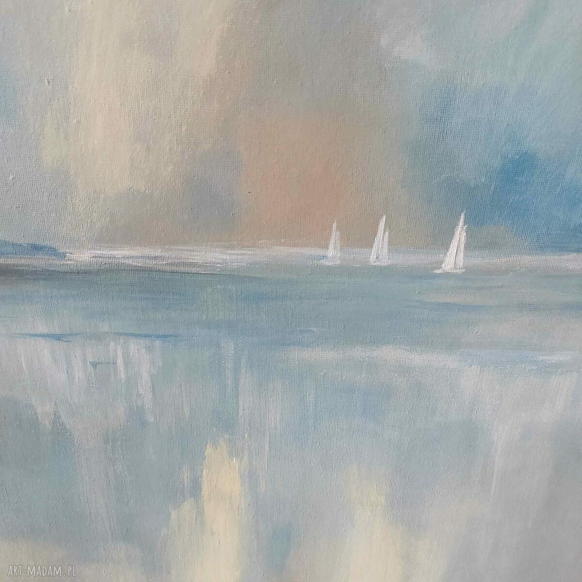 Morze - nowoczesny obraz akrylowy 70x50 cm z łodziami