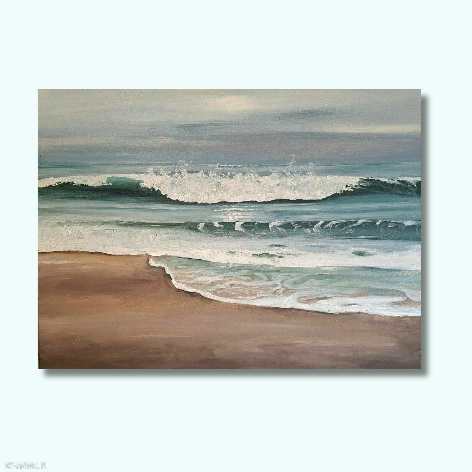 Morze - spokojny pejzaż morski w turkusie i żółci 80x60 cm