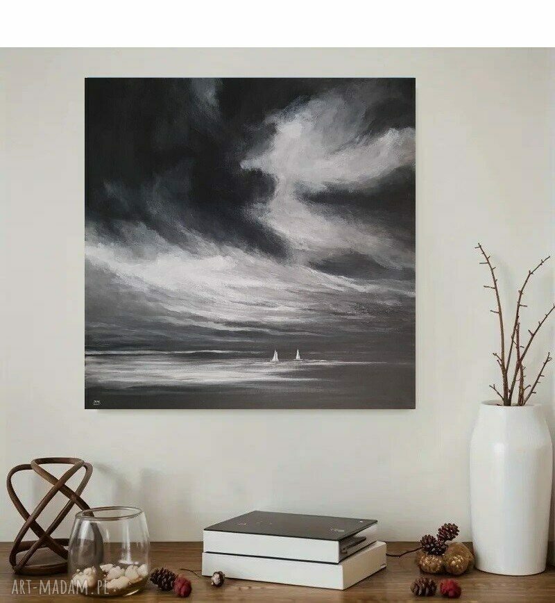 Morze - obraz akrylowy 60x60 cm z łodziami