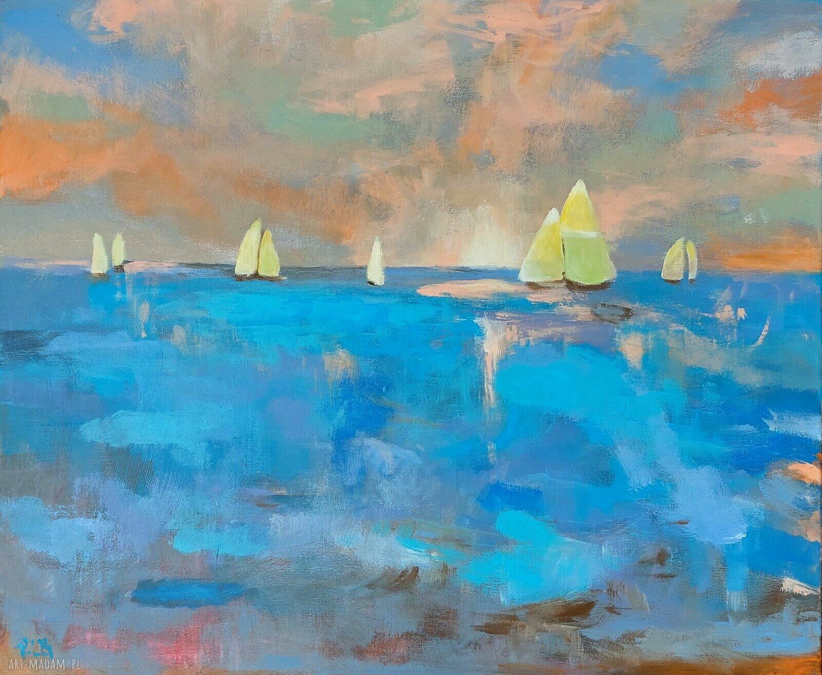 Morze - ręcznie malowany obraz akrylowy 50x60 cm