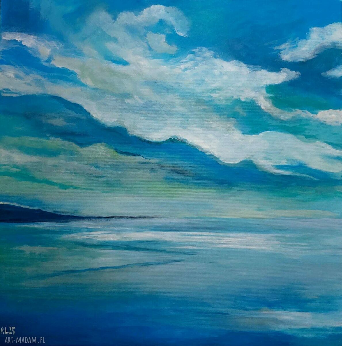 Morze - obraz akrylowy 50/50 cm, sygnowany i gotowy do zawieszenia