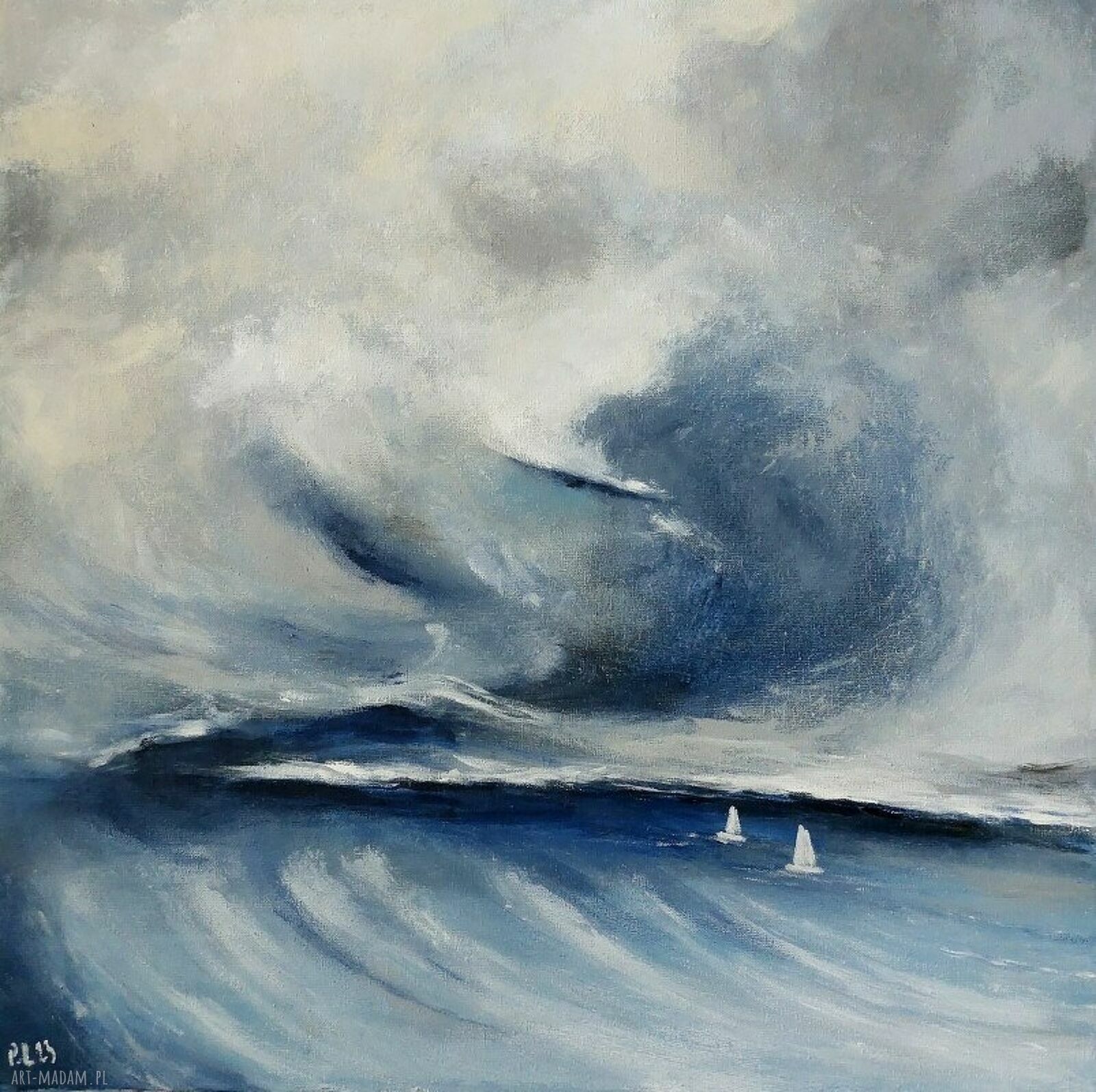 Obraz akrylowy „Morze” 40x40 cm - kwadratowy, sygnowany i gotowy do powieszenia