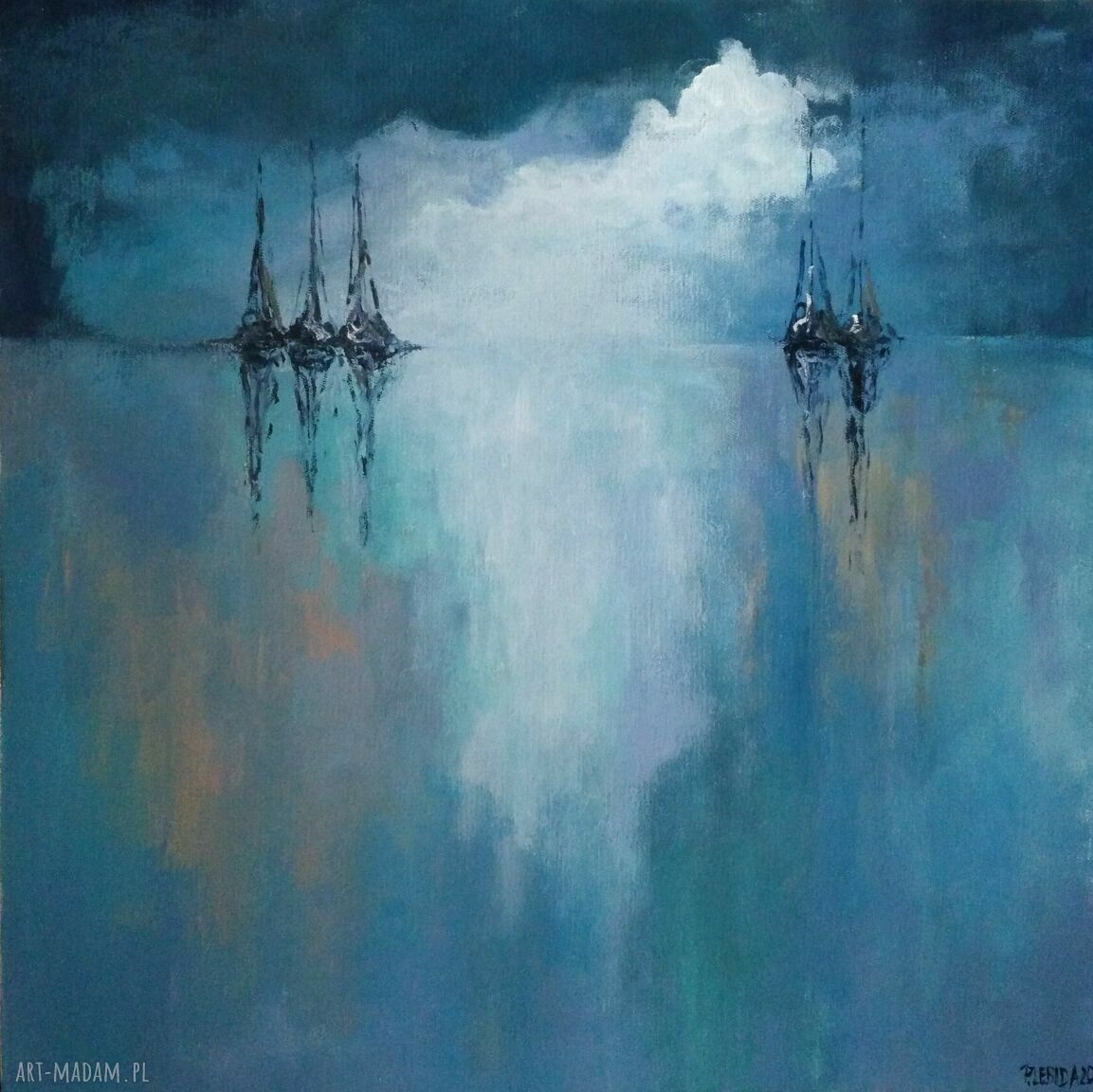 MORZE - obraz akrylowy 40x40 cm na płótnie (turkusowe)