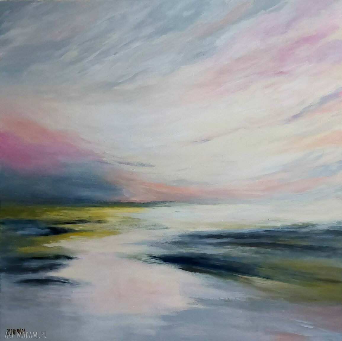 Obraz akrylowy MORZE 60x60 cm - kwadrat, ręcznie malowany (bez ramy)