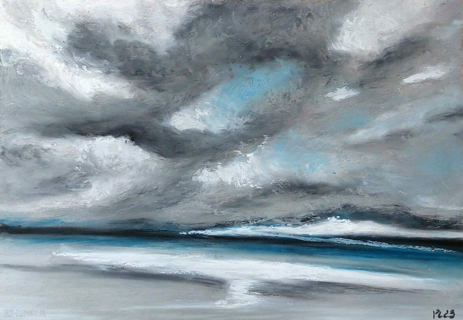 Morze - rysunek A4 pastelami olejnymi