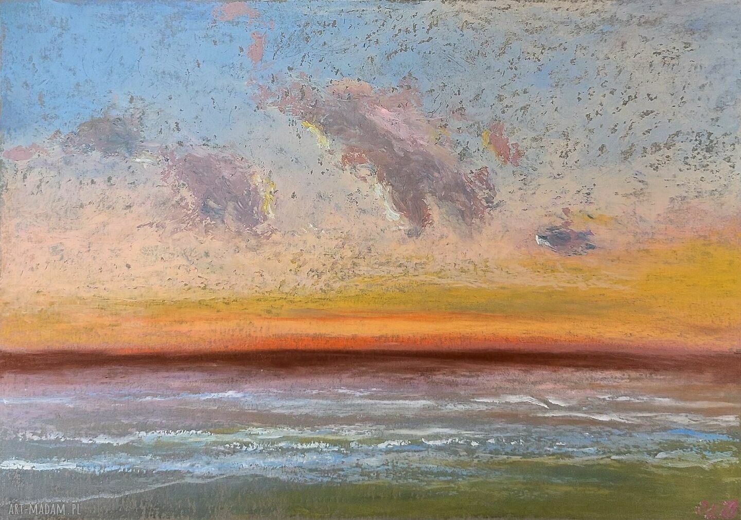 Morze - rysunek pastelami olejnymi A4 Paulina Lebida