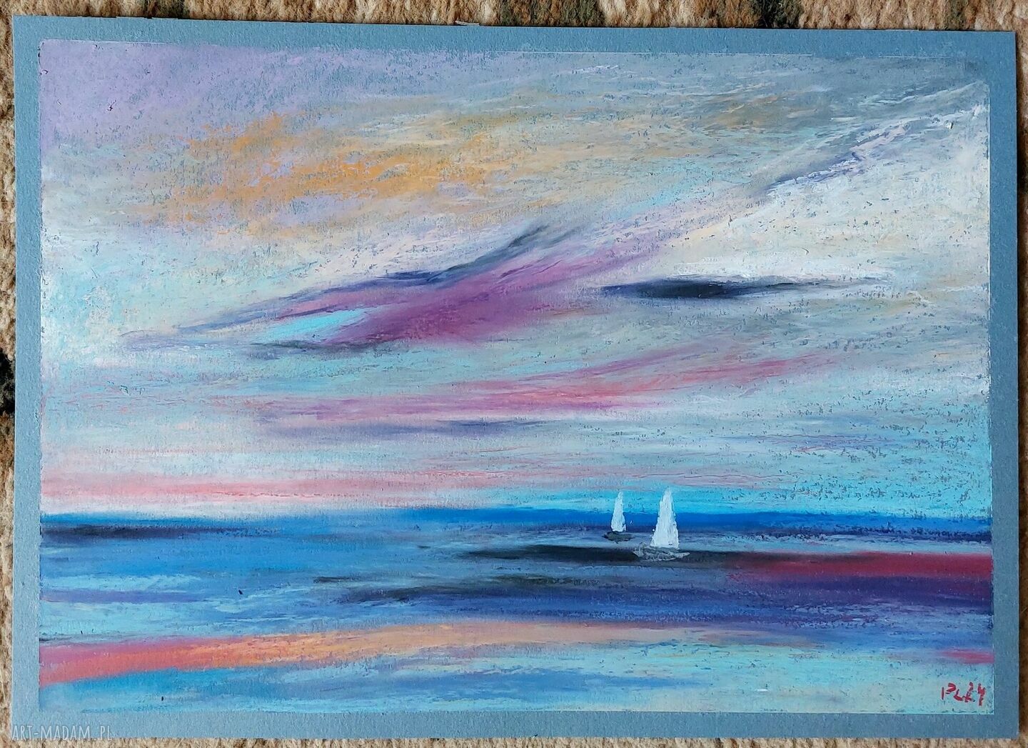 Morze - rysunek A4 pastelami olejnymi