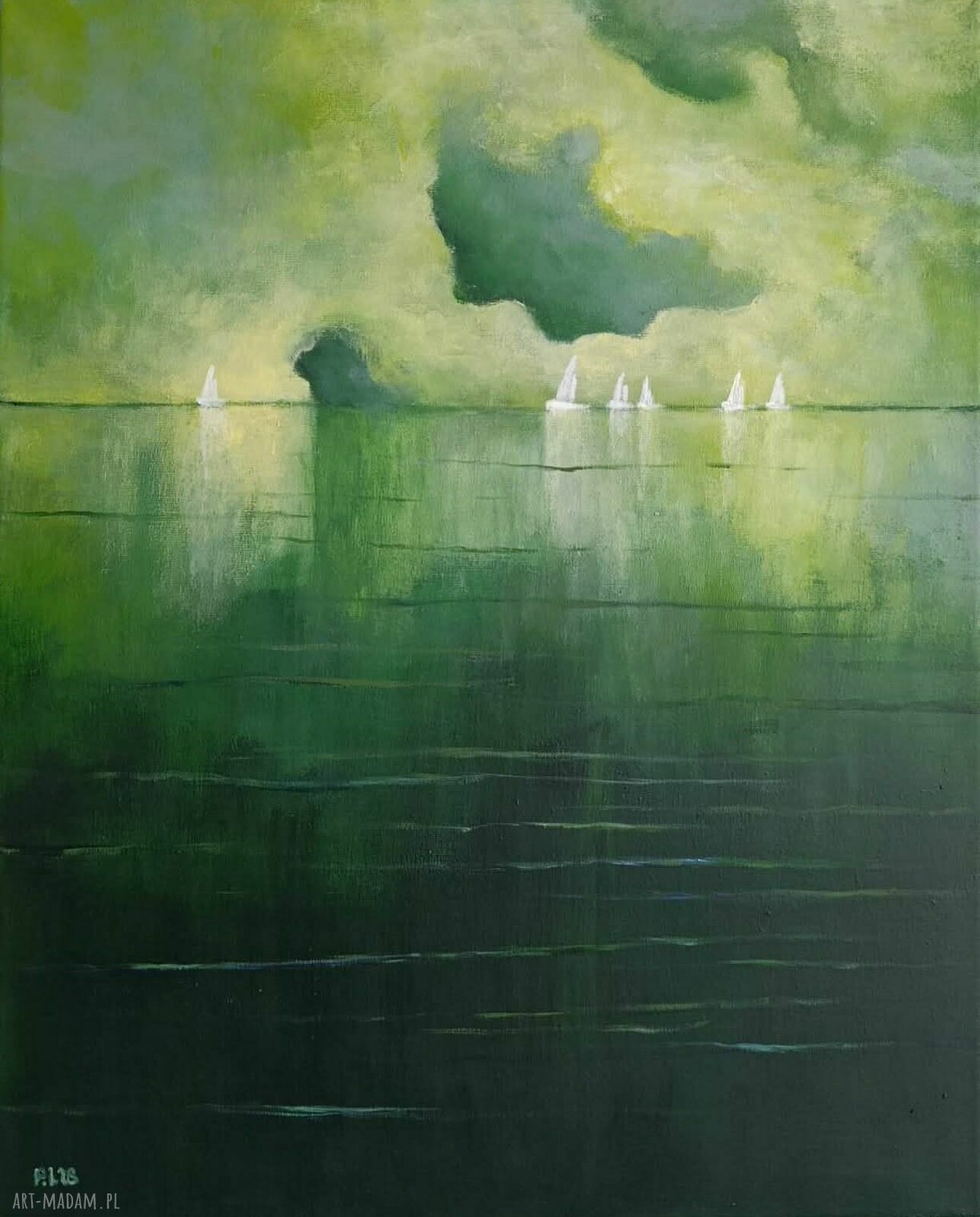 Morze w zieleniach - obraz akrylowy 50x40 cm