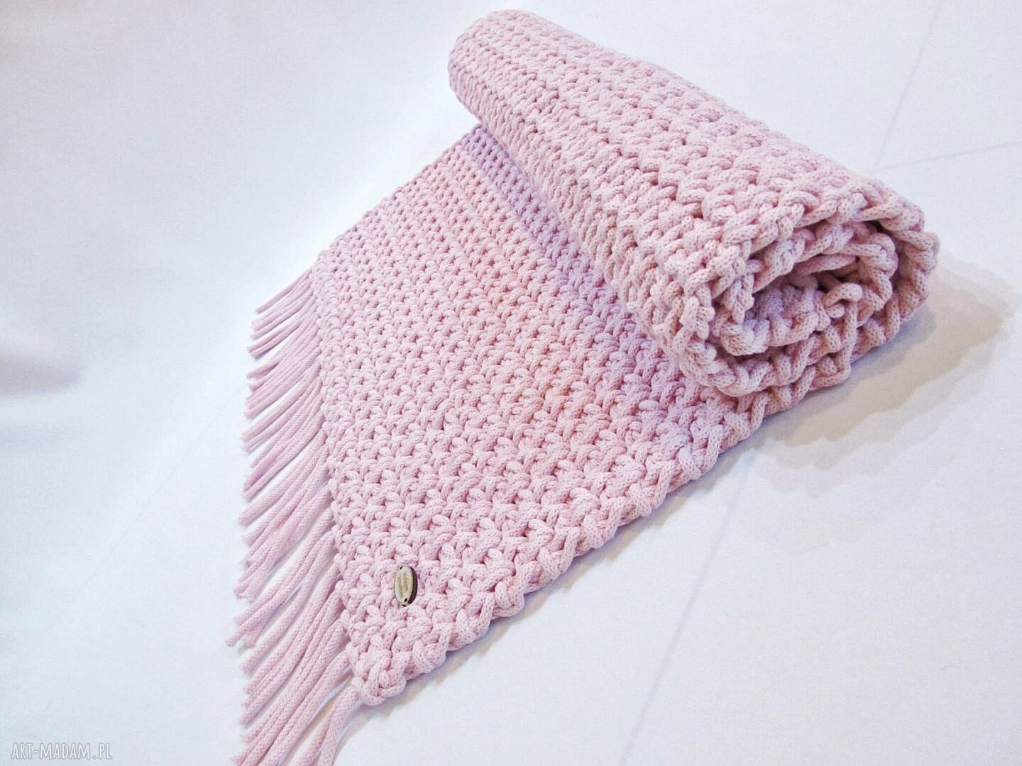Dywan Mosses Pink 60x100 cm ze sznurka bawełnianego - dywanik szydełkowy dla małej księżniczki