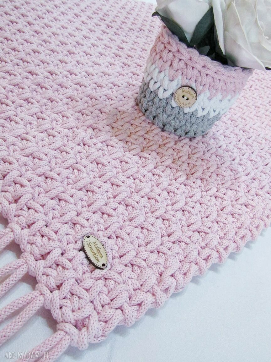 Dywan Mosses Pink 60x100 cm ze sznurka bawełnianego - dywanik szydełkowy dla małej księżniczki