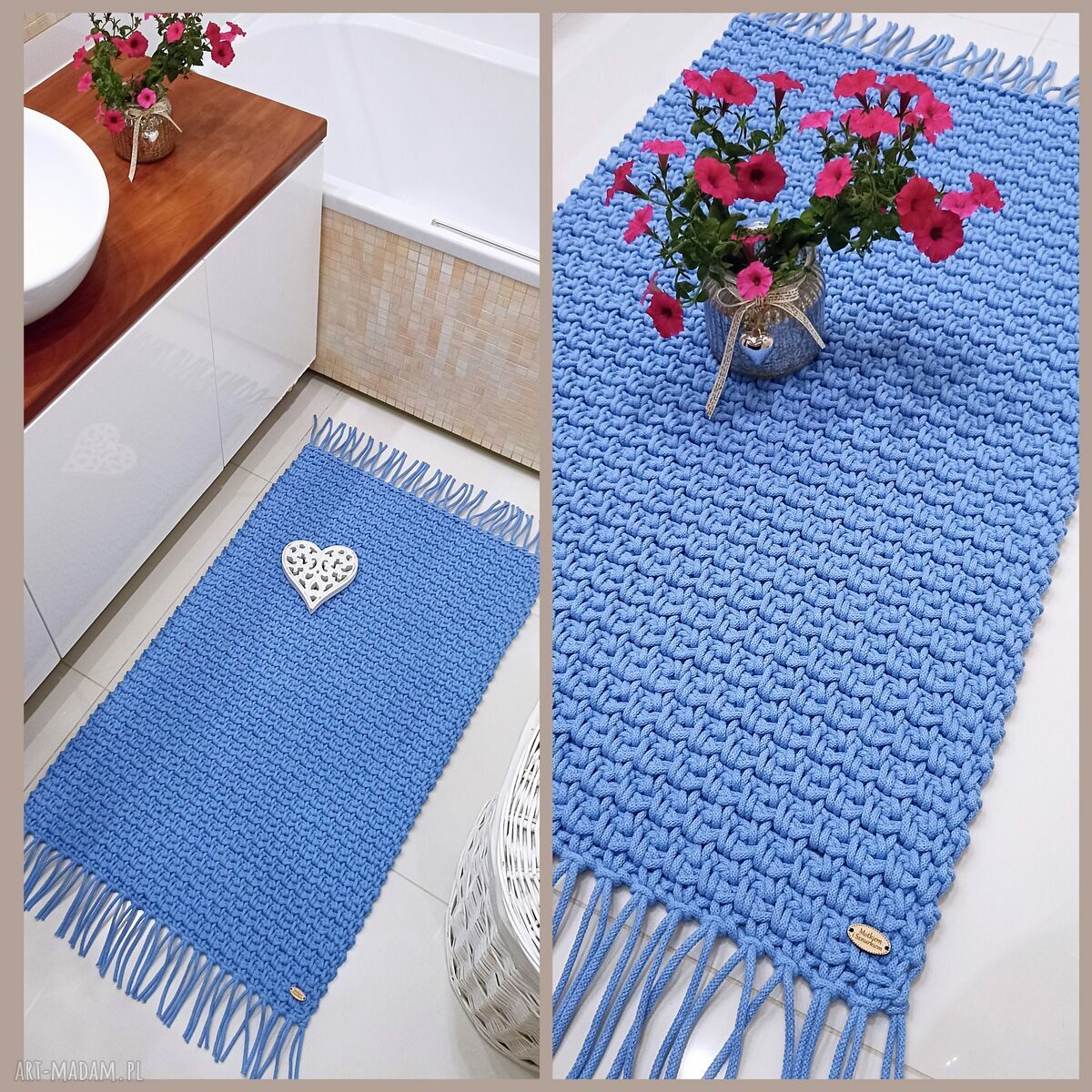 Dywan Mosses 60/120 cm ze sznurka bawełnianego miętowo-szary