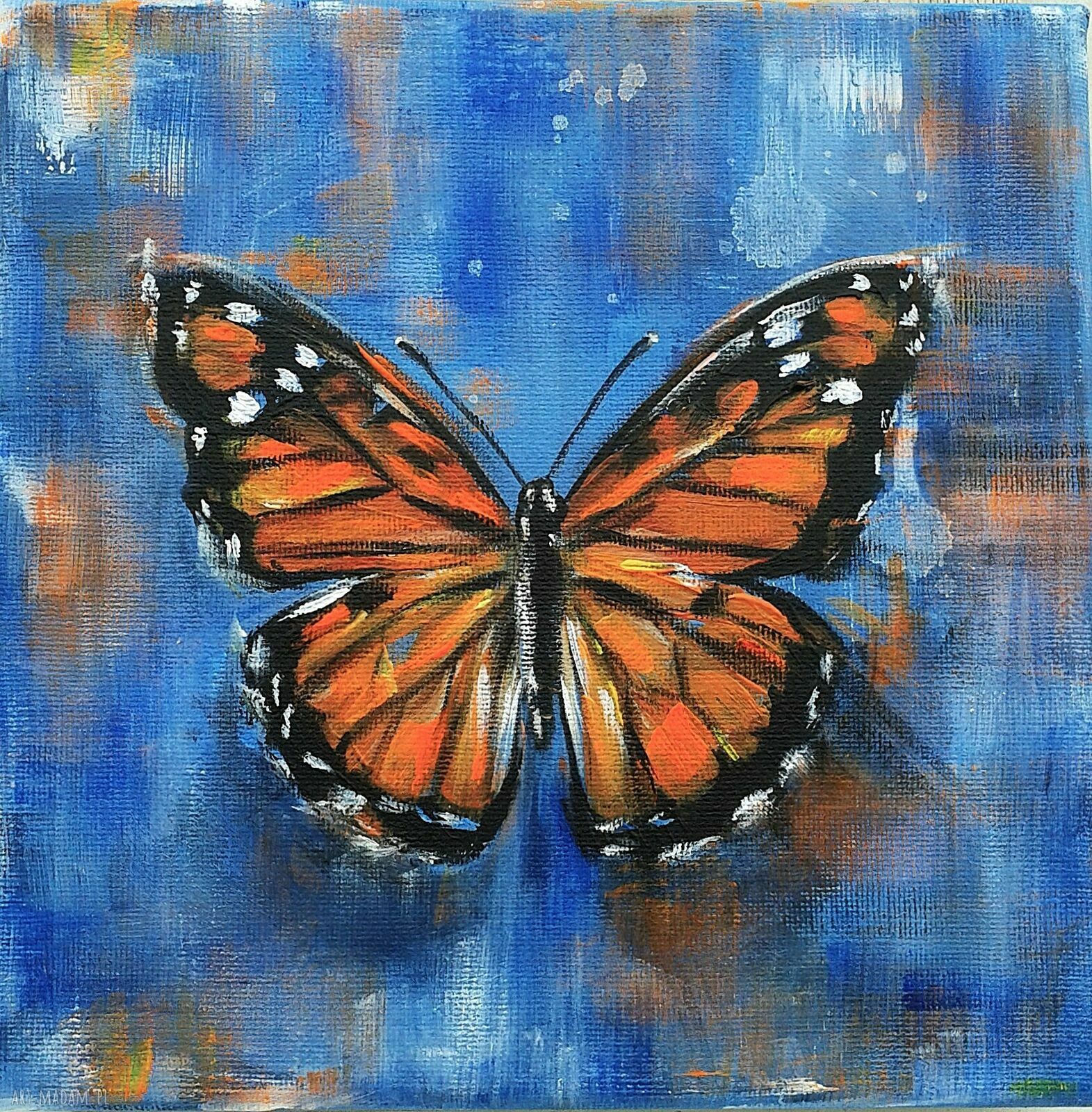 Motyl - obraz akrylowy 20x20 cm ręcznie malowany