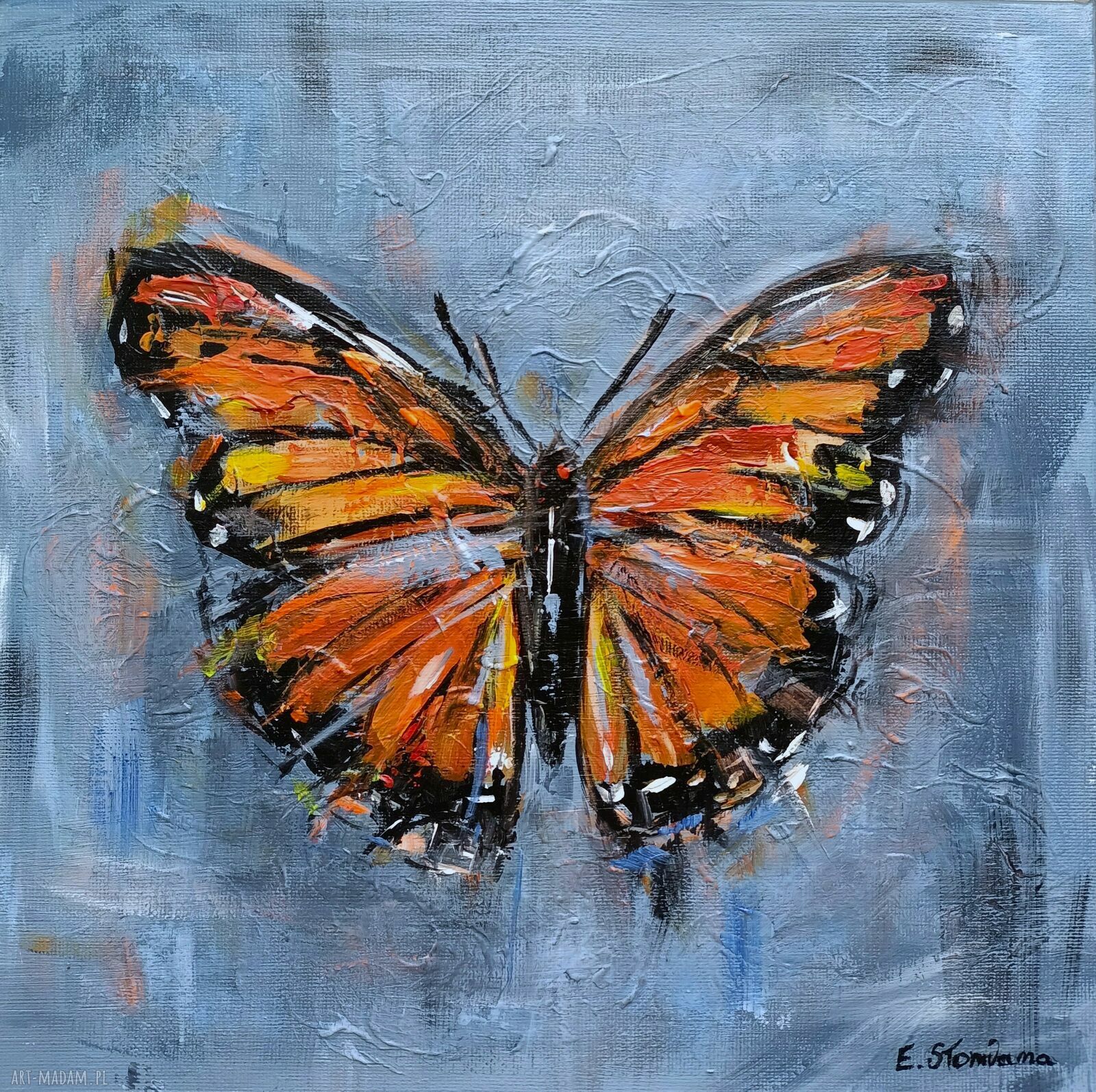Obraz akrylowy Motyl - ręcznie malowany na płótnie 29x29 cm
