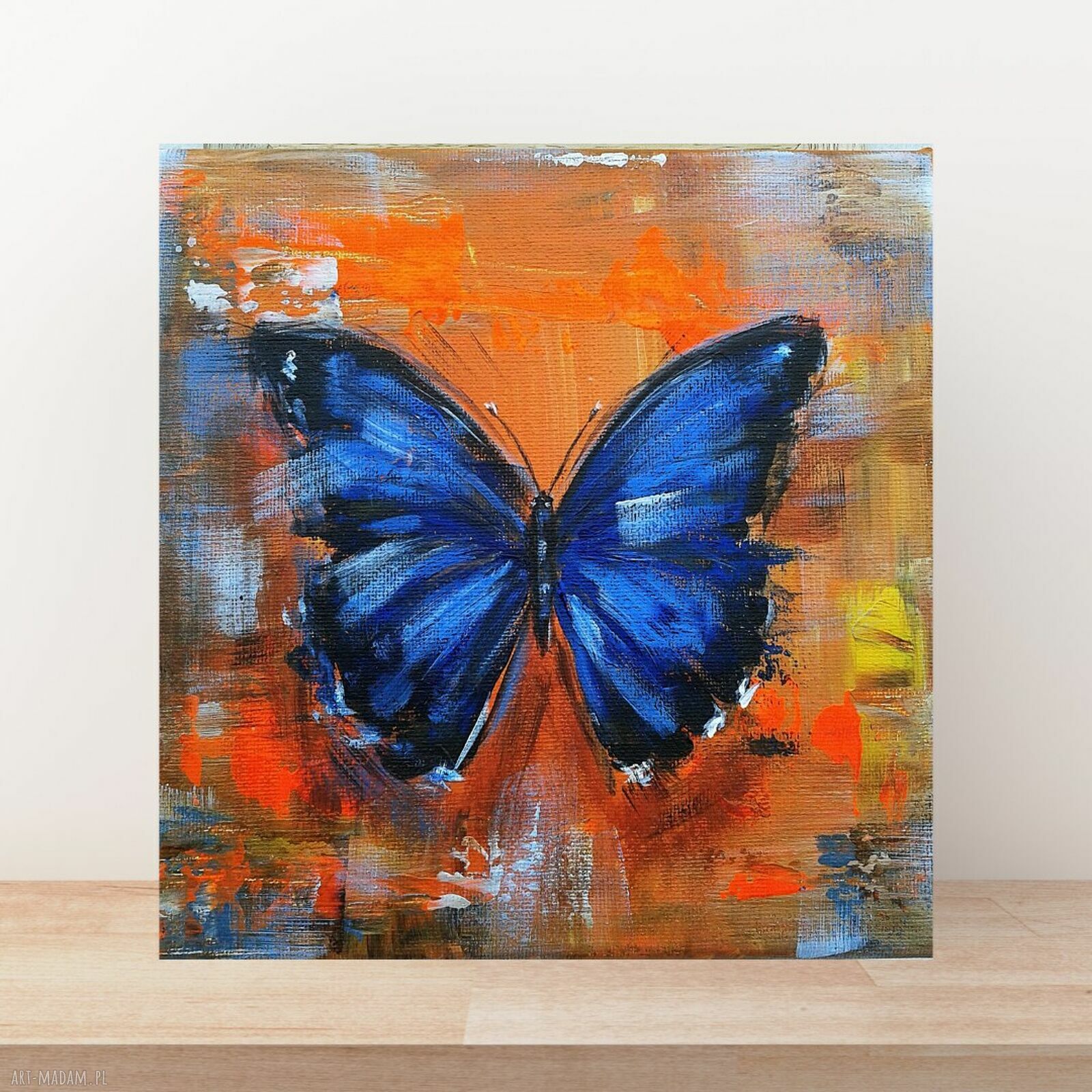 Motyl - ręcznie malowany obraz akrylowy 20x20 cm