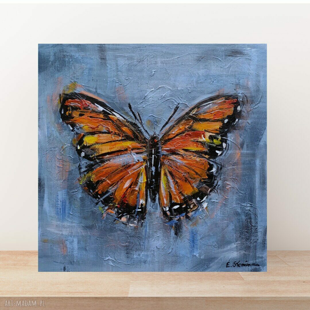 Obraz akrylowy Motyl - ręcznie malowany na płótnie 29x29 cm