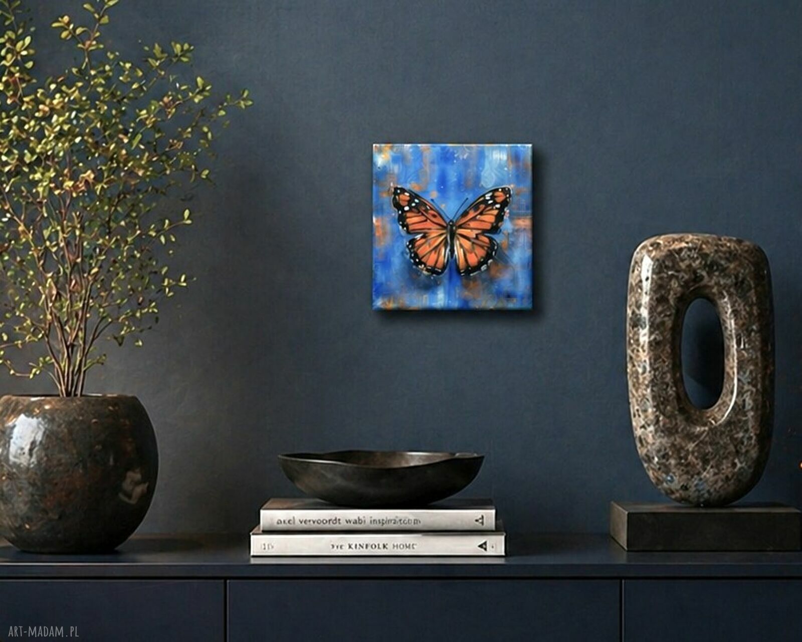 Motyl - obraz akrylowy 20x20 cm ręcznie malowany