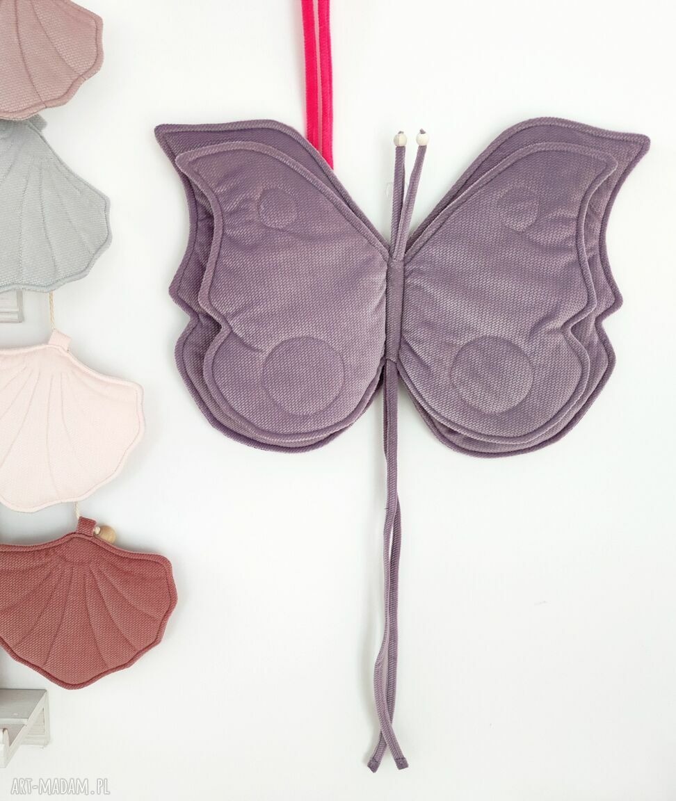 dla dziecka: Motyl ozdoba do pokoju dziewczynki fioletowy Handmade