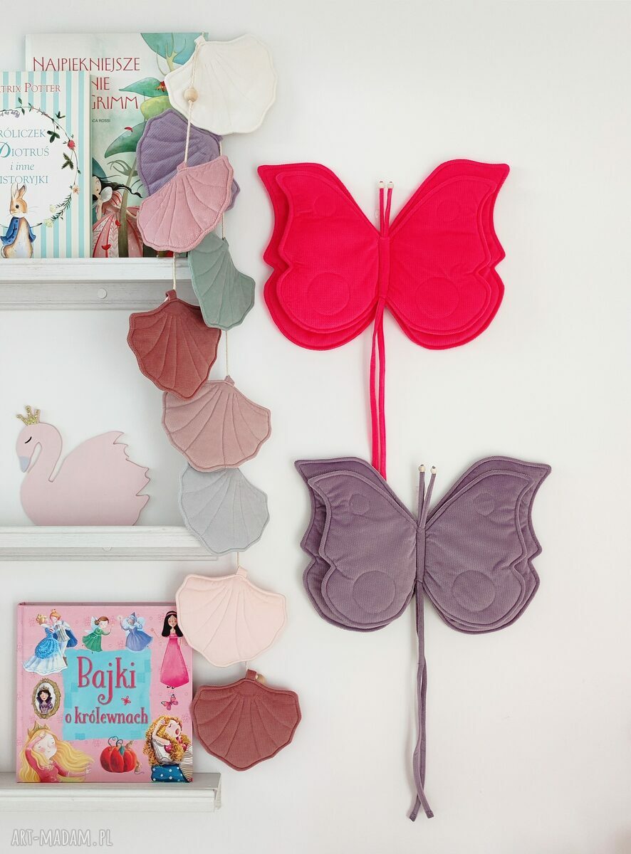 dla dziecka: Motyl ozdoba do pokoju dziewczynki fioletowy Handmade
