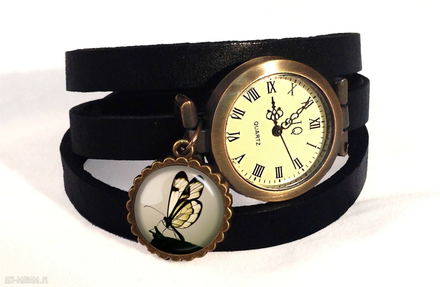 naszyjniki: Motyl w sepii Medalion z łańcuszkiem Ręczne wykonanie