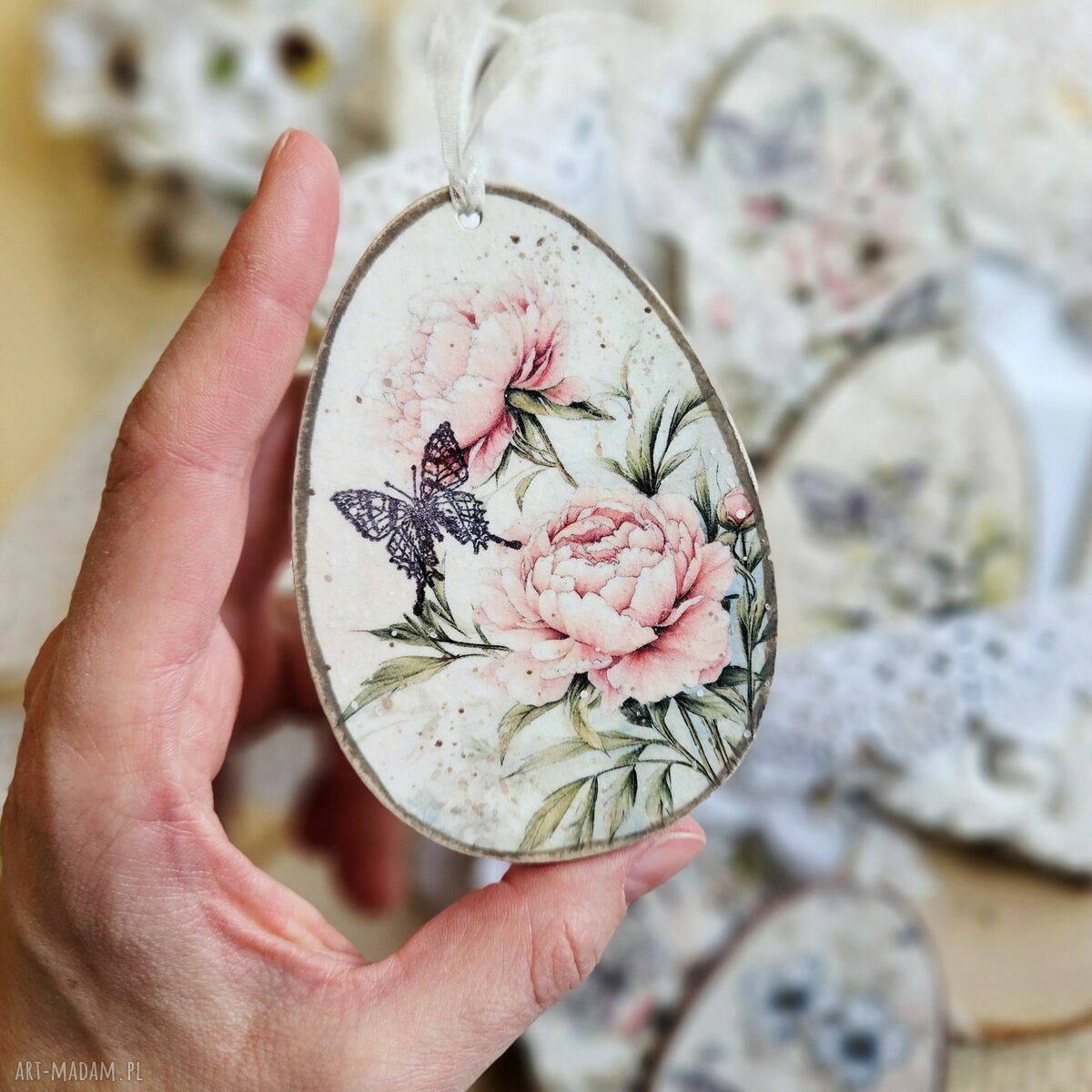 dekoracje wielkanocne: Jajka: dekoracje wiosenne wielkanocne decoupage Hand Made