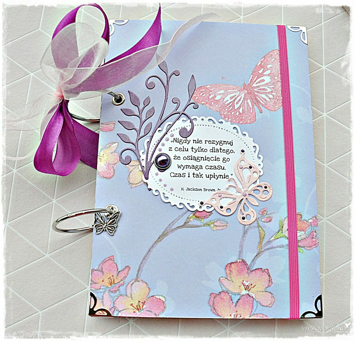 Pamiętnik Niekonczący Się ręcznie robiony notes scrapbooking art Madam.pl