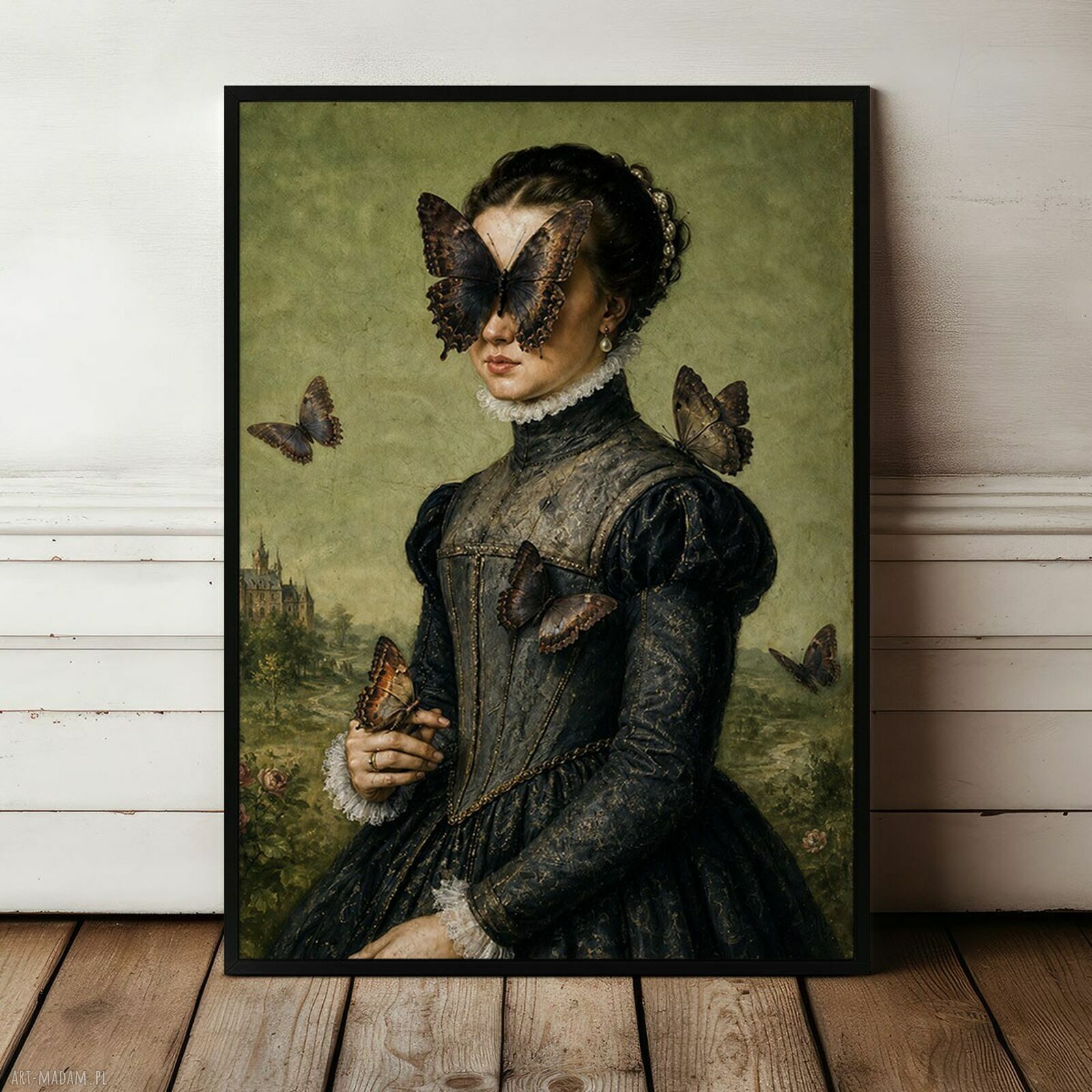 Plakat z motylami i kobiecym portretem 61x91 cm