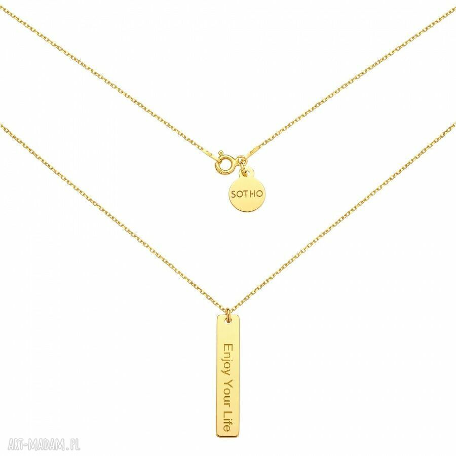 ZŁoty naszyjnik enjoy your life srebro pozłacane motywacja