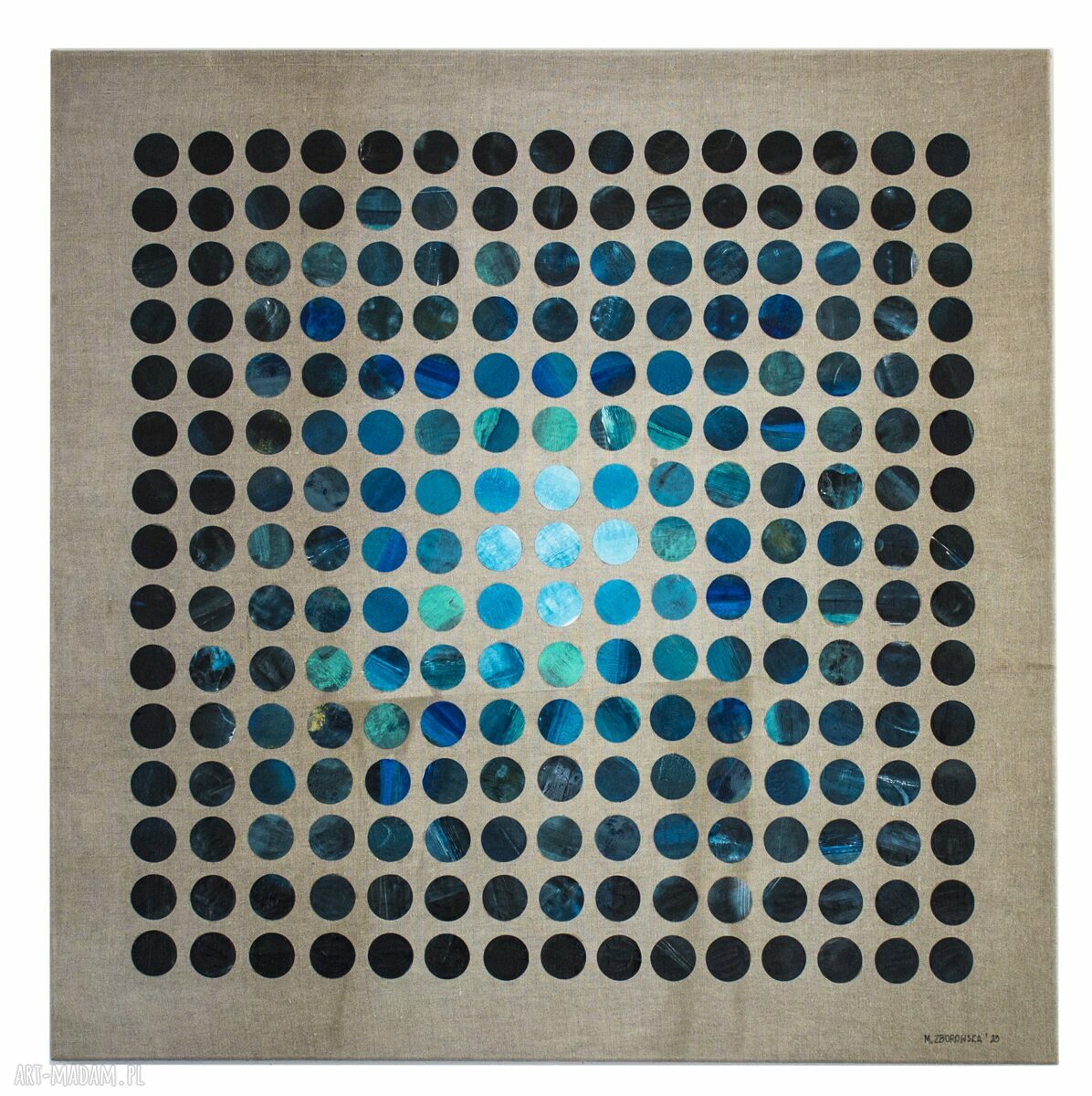 Mozaika - oryginalny obraz akrylowy na płótnie 85x85 cm