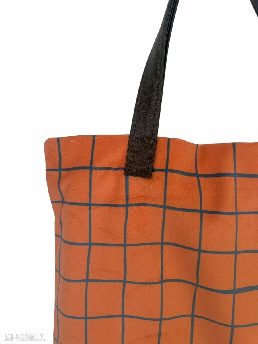 Torba shopper na ramię Mr. m Pop - pomarańczowa - uszy ze skóry naturalnej