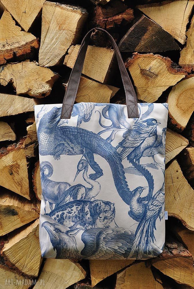 Torba na ramię Vintage Animals - kremowa z uszami ze skóry naturalnej