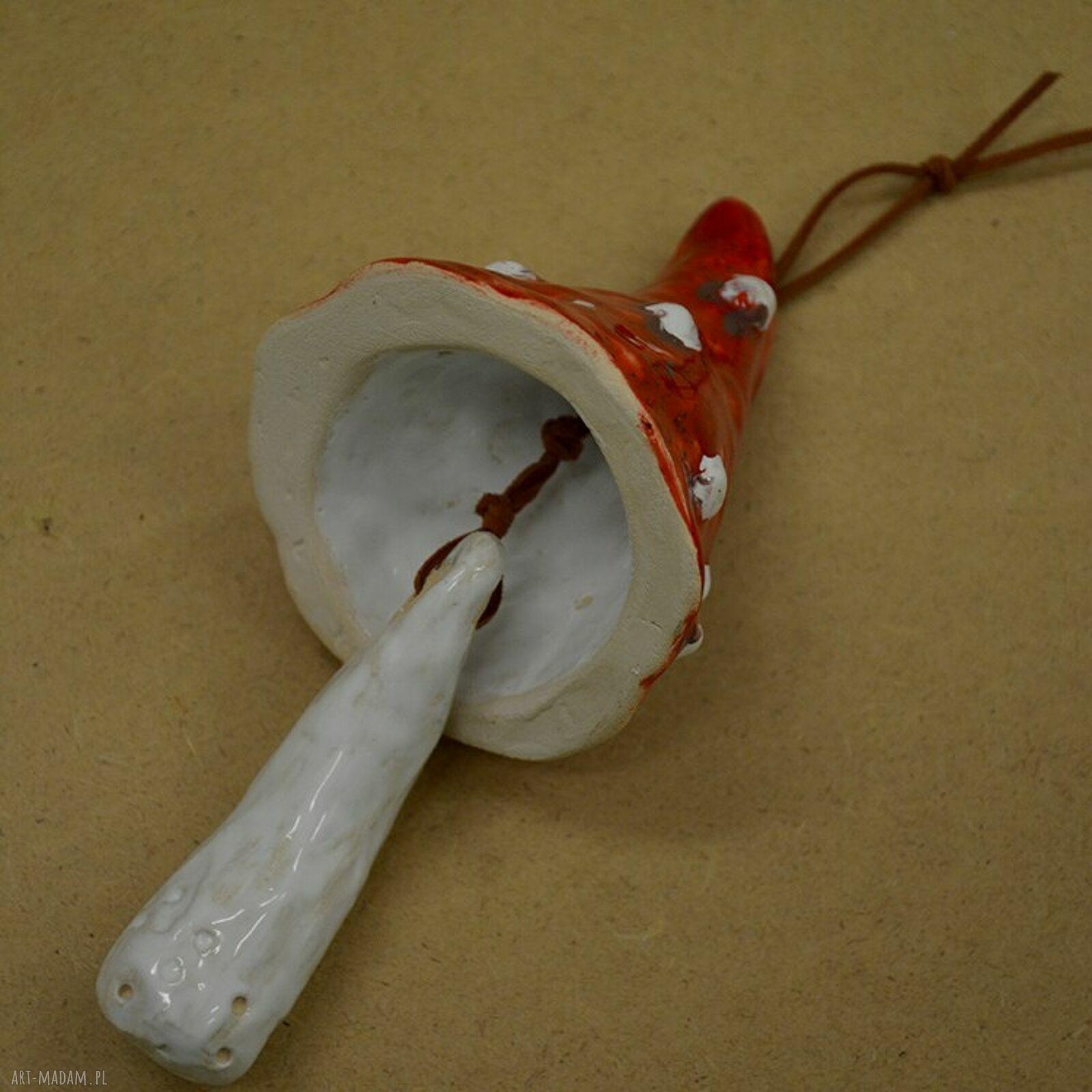 Muchomor - ceramiczny dzwonek ręcznie wykonany