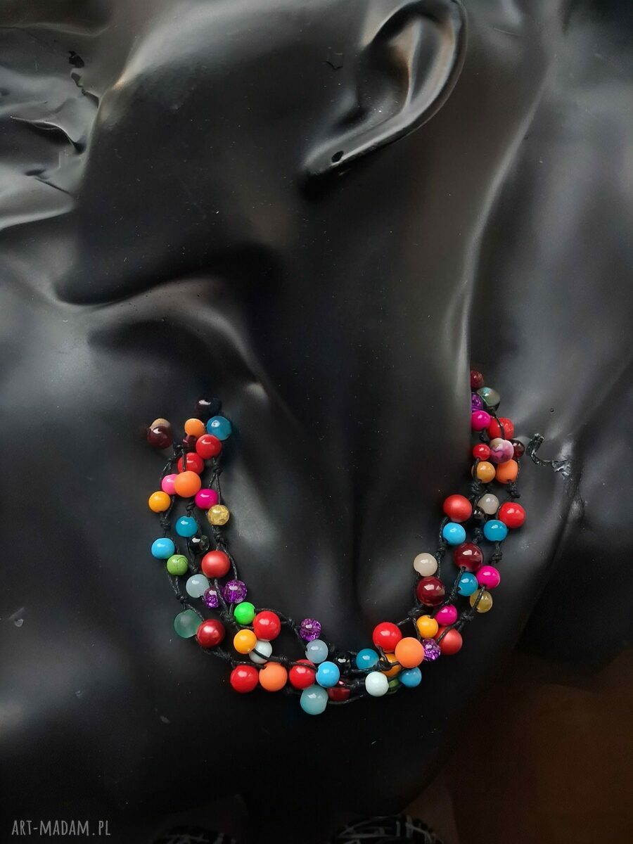 Multicolor naszyjnik ze sznurka i szkła Bajobongo