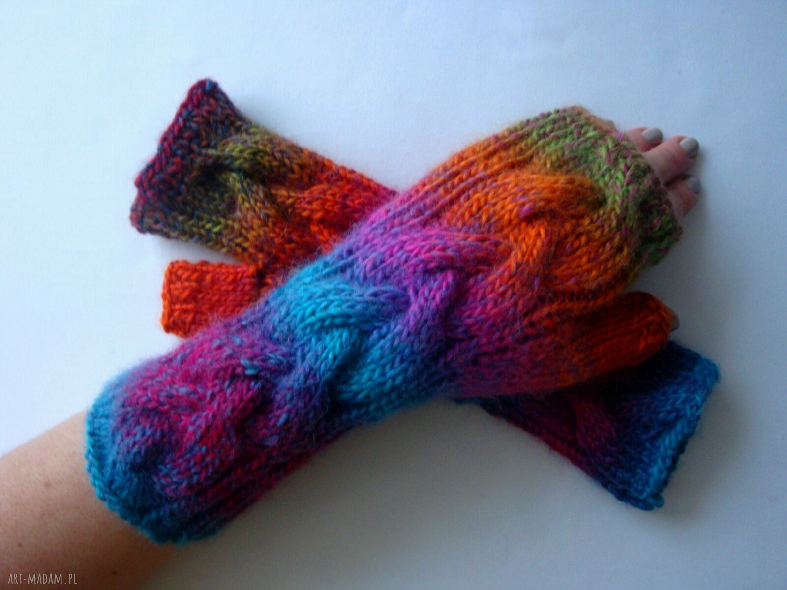 Kolorowe mitenki handmade w multikolor