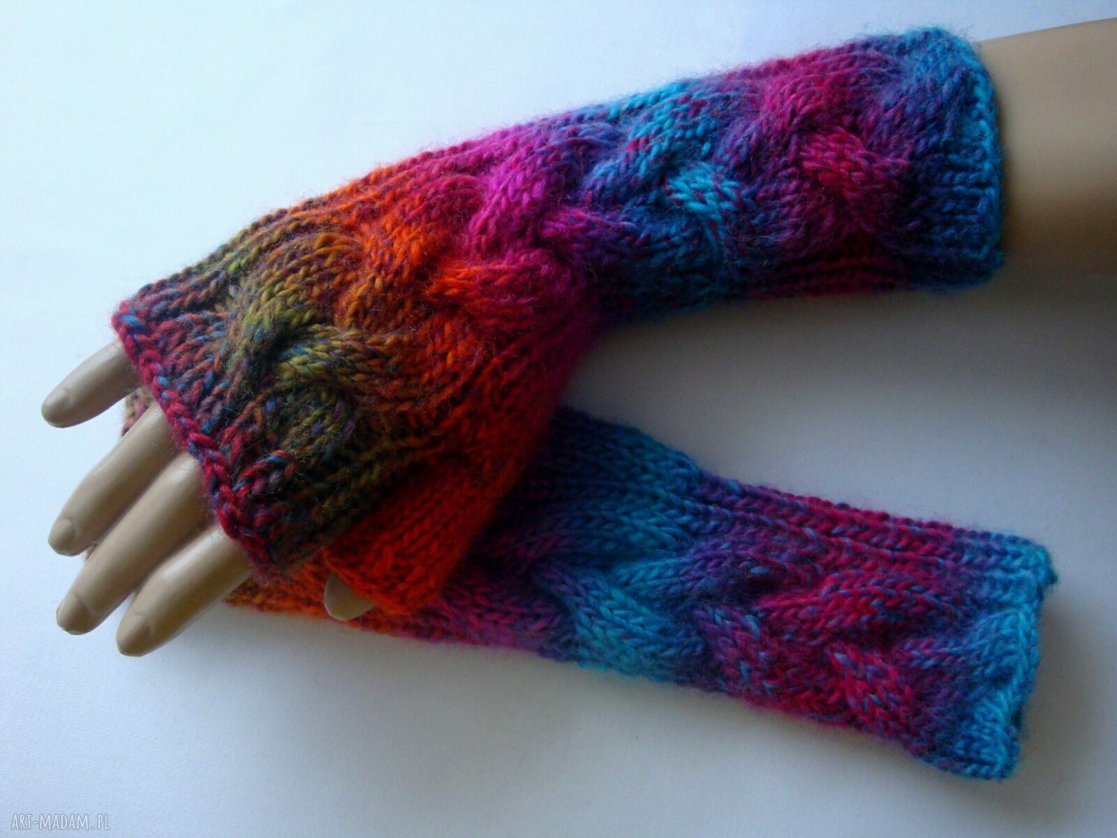 Kolorowe mitenki handmade w multikolor