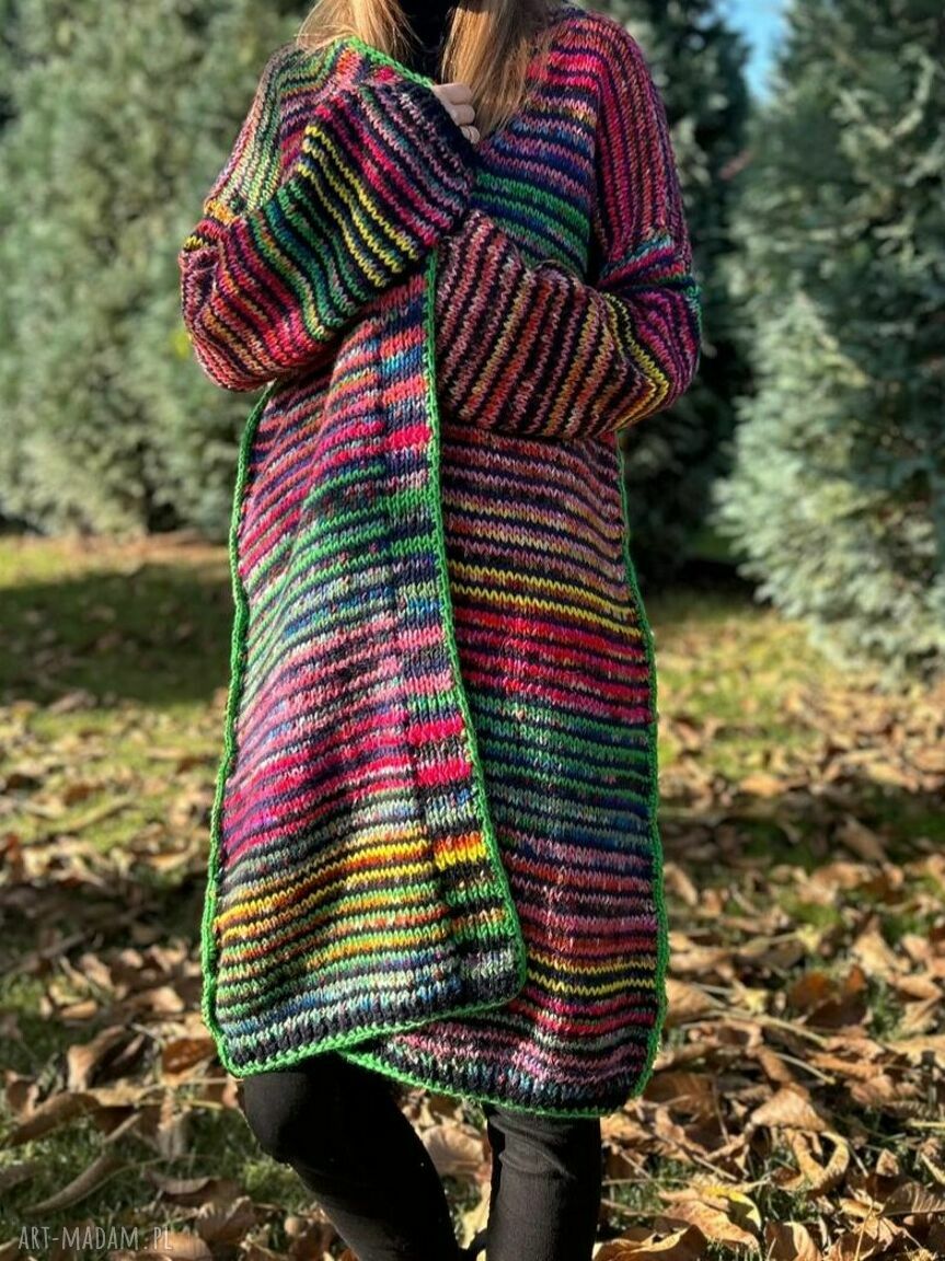 swetry: Multikolorowy sweter Boho autorskie