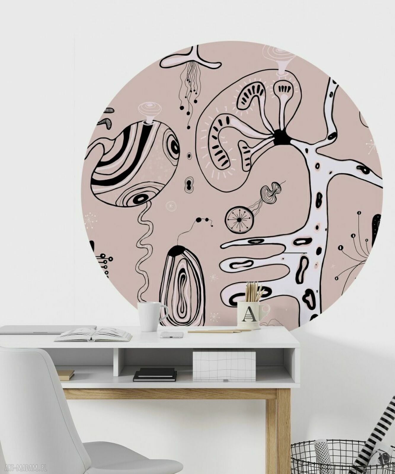 Mural DOTS ALIENS - okrągła dekoracja ścienna ø 115 cm