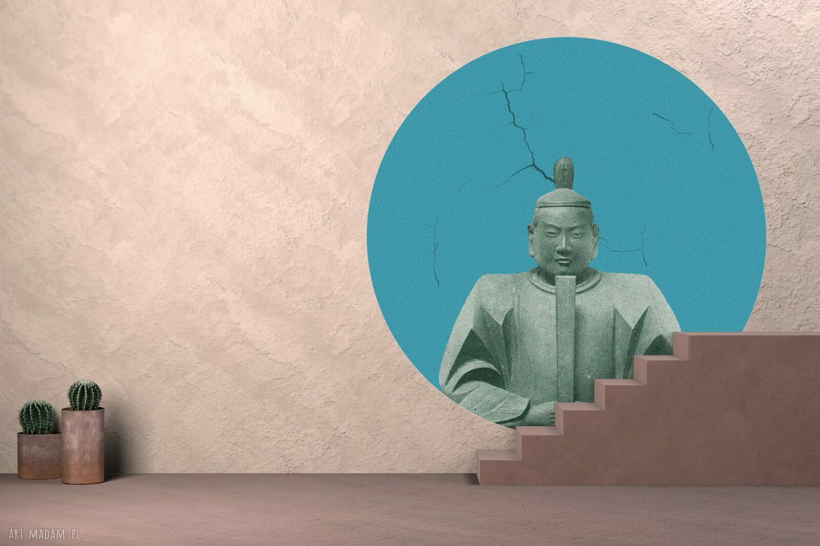 Mural DOTS Kusonoki Niebieski - okrągła dekoracja ścienna Wallstick