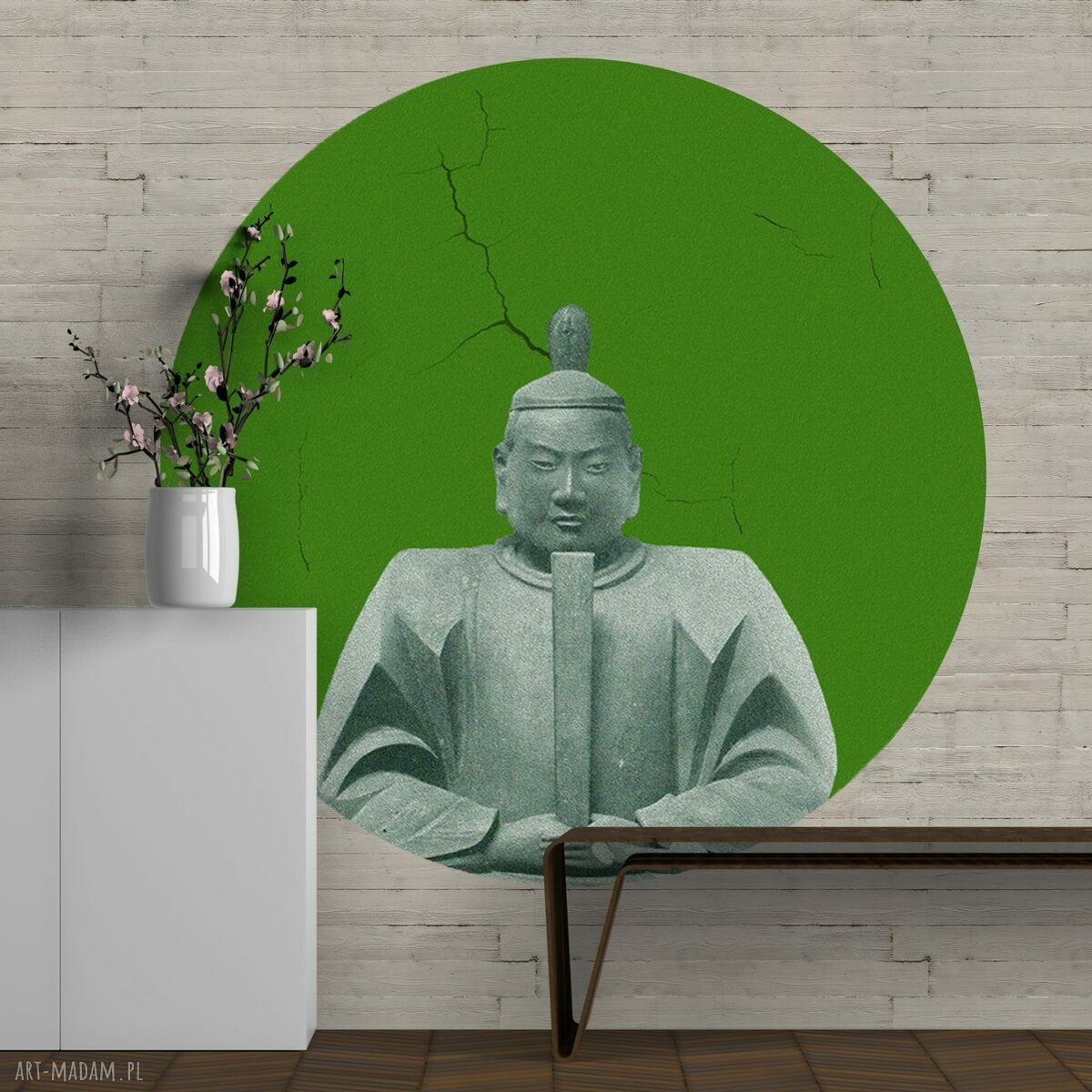 Mural DOTS Kusonoki ZIELONY - okrągła dekoracja ścienna ø 115 cm