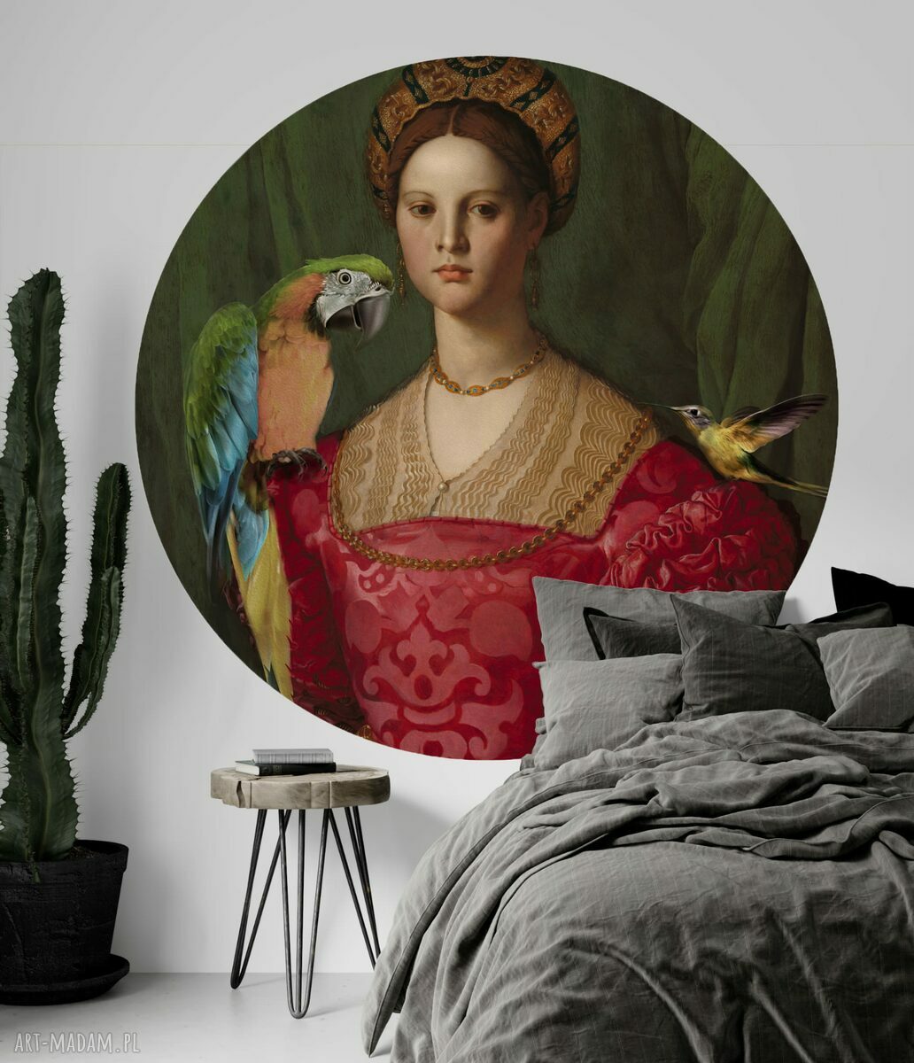 Mural DOTS „Matka ptaków” - okrągła dekoracja ścienna Ø115 cm