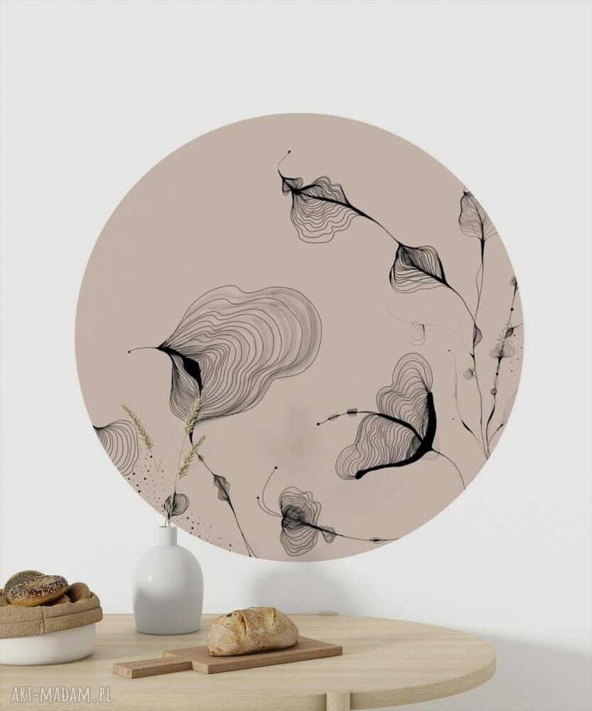 Mural DOTS Organic Flowers - okrągła dekoracja ścienna Ø115 cm