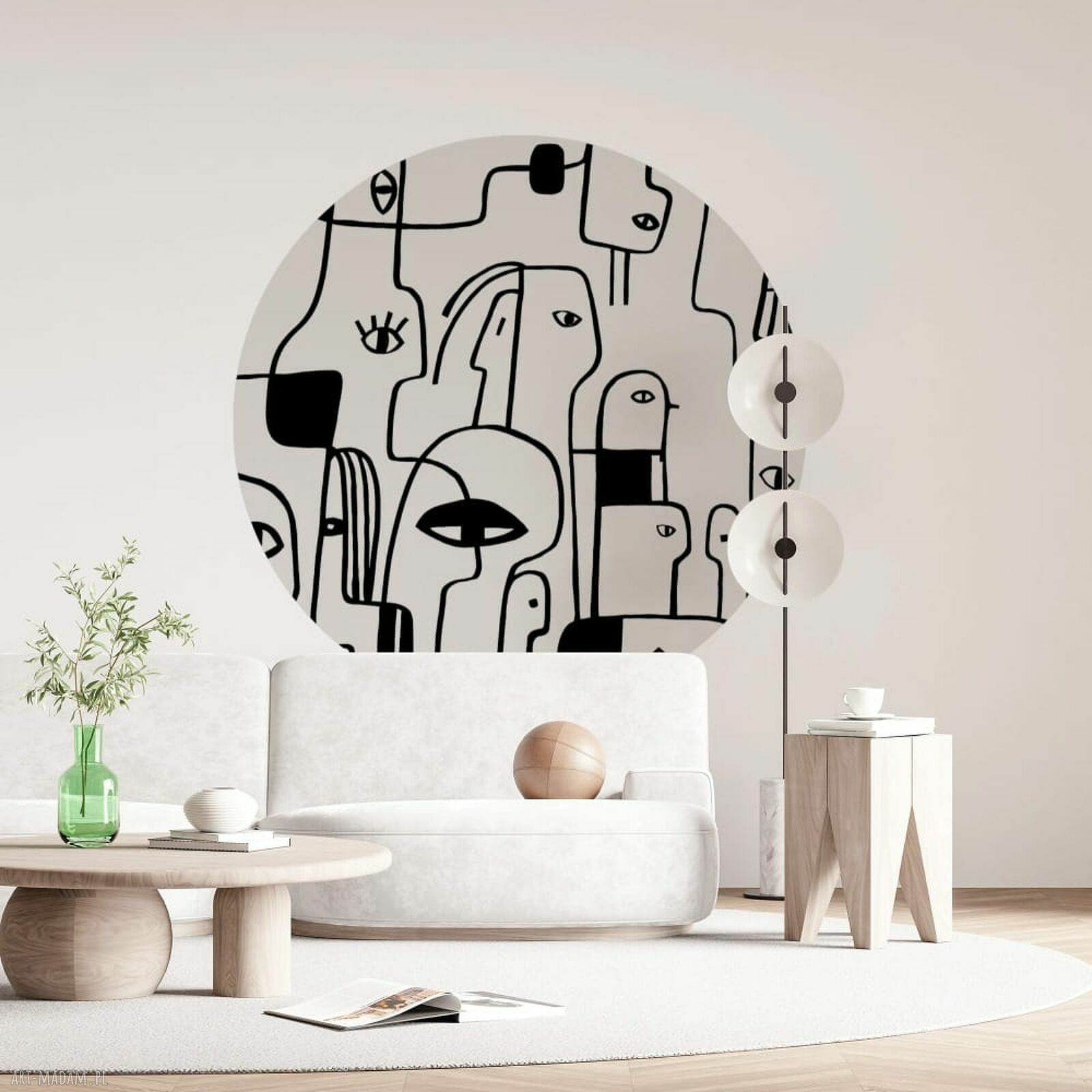 Mural DOTS PEOPLE BEIGE - okrągła dekoracja ścienna Wallstick