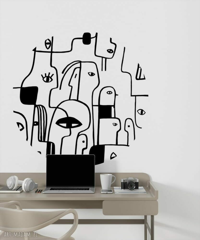 Mural Dots People Black - okrągła dekoracja ścienna 115 cm