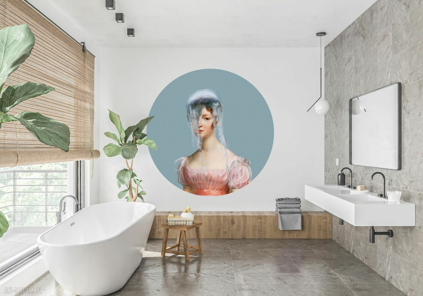 Okrągła dekoracja ścienna Wallstick Mural DOTS Pololia Ø115 cm