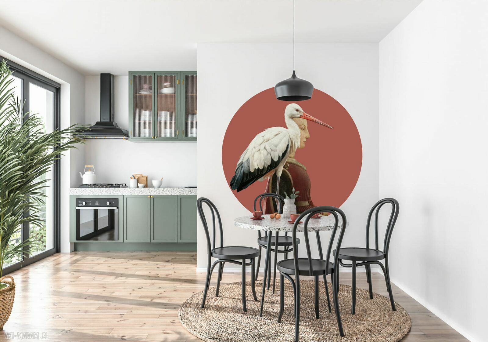 Mural DOTS Pani Bocianowa - okrągła dekoracja ścienna (ø 115 cm)