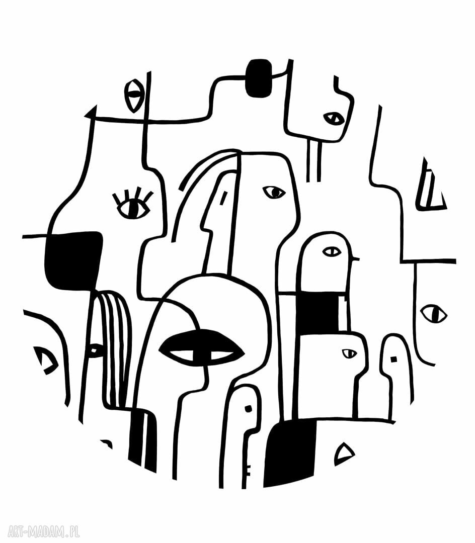 Mural Dots People Black - okrągła dekoracja ścienna 115 cm
