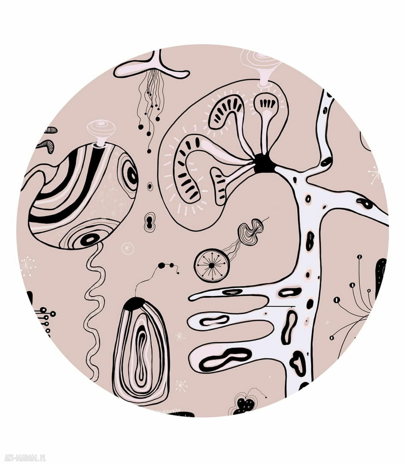 Mural DOTS ALIENS - okrągła dekoracja ścienna ø 115 cm