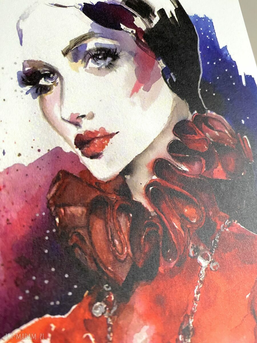 Muse 2 - pocztówkowy plakat z ilustracją modową i portretem kobiety