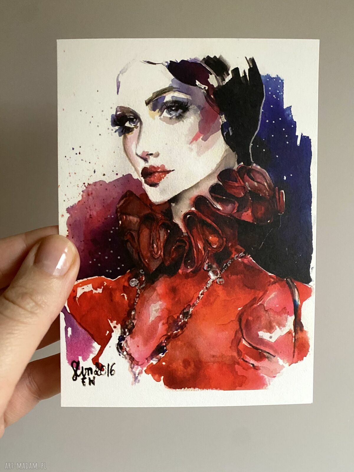 Muse 2 - pocztówkowy plakat z ilustracją modową i portretem kobiety